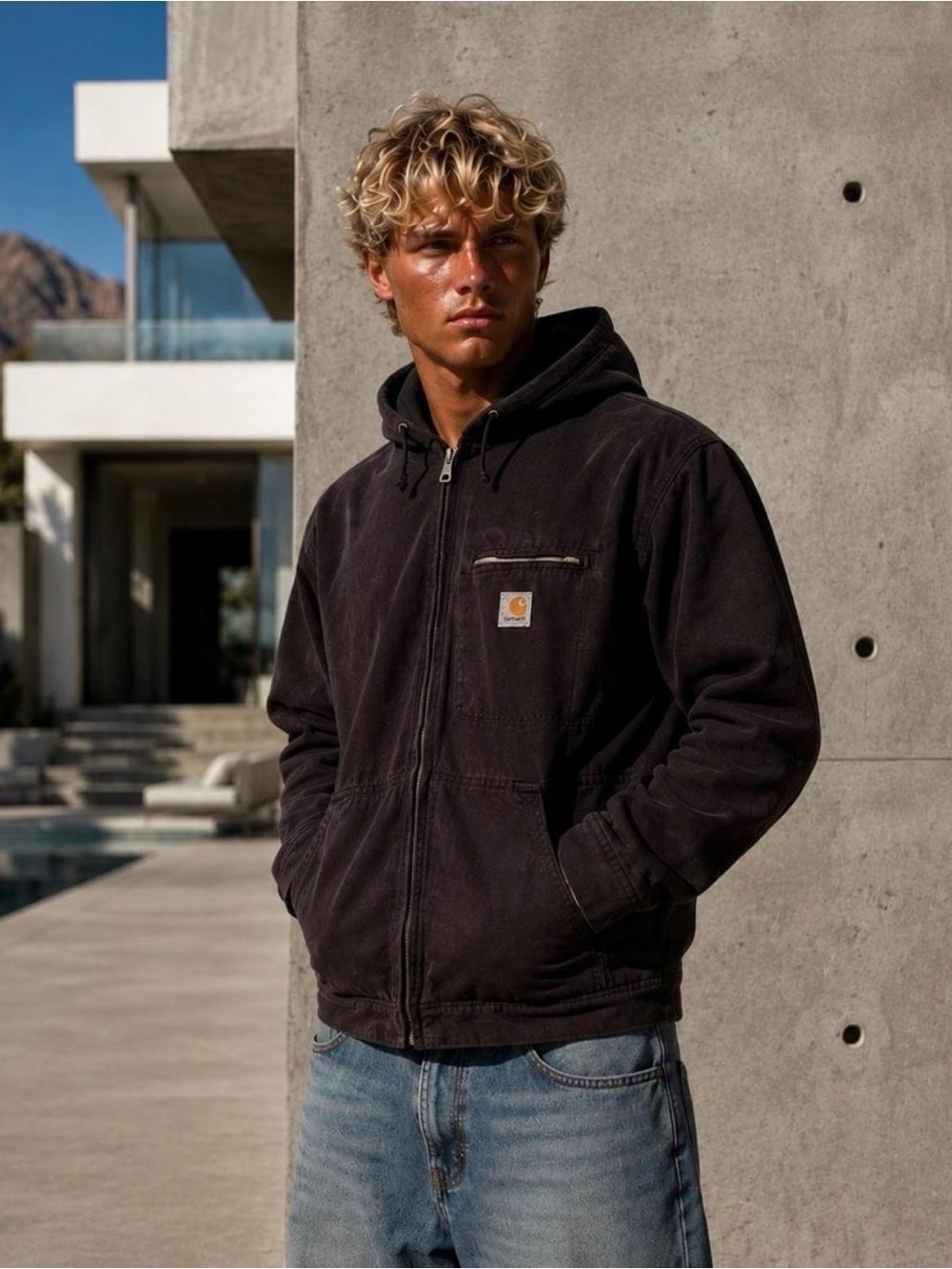 Carhartt Men’s Brown Hooded Zip Jacket